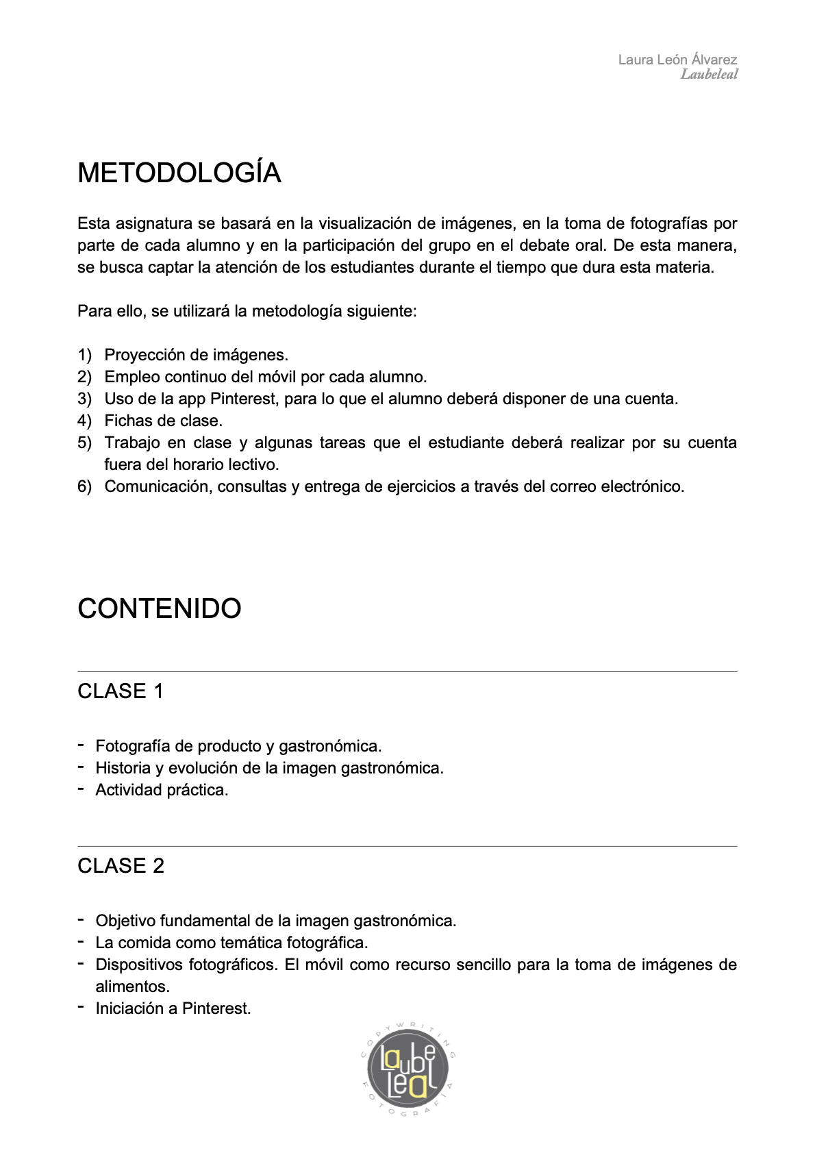 Página 2 del temario de la asignatura.